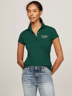 Koszulki Polo*Tommy Hilfiger Wąska Koszulka Polo Z Logo ORNAMENTAL GREEN