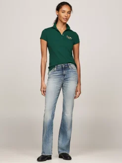 Koszulki Polo*Tommy Hilfiger Wąska Koszulka Polo Z Logo ORNAMENTAL GREEN