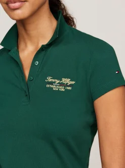 Koszulki Polo*Tommy Hilfiger Wąska Koszulka Polo Z Logo ORNAMENTAL GREEN