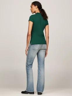 Koszulki Polo*Tommy Hilfiger Wąska Koszulka Polo Z Logo ORNAMENTAL GREEN