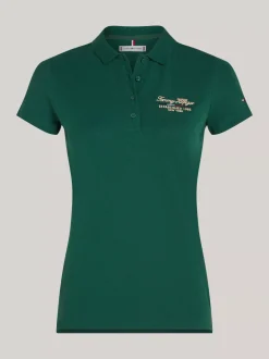 Koszulki Polo*Tommy Hilfiger Wąska Koszulka Polo Z Logo ORNAMENTAL GREEN
