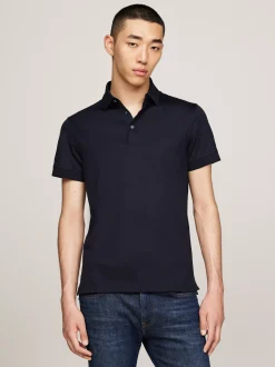 Koszulki Polo*Tommy Hilfiger Wąska Koszulka Polo Z Merceryzowanej Bawełny DESERT SKY