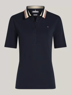 Koszulki Polo*Tommy Hilfiger Wąska Koszulka Polo Z Piki DESERT SKY