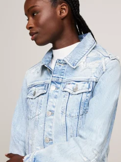 Kurtki & Płaszcze*Tommy Hilfiger Wąska Kurtka Jeansowa O Niewykończonym Dole DENIM LIGHT