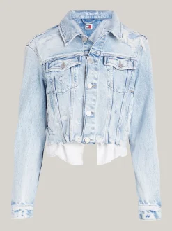 Kurtki & Płaszcze*Tommy Hilfiger Wąska Kurtka Jeansowa O Niewykończonym Dole DENIM LIGHT