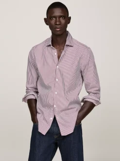 Koszule*Tommy Hilfiger Wąska Popelinowa Koszula Smart Casual DEEP ROUGE / OPTIC WHITE