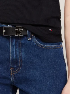 T-Shirty*Tommy Hilfiger Wąska Prążkowana Koszulka Na Ramiączkach BLACK