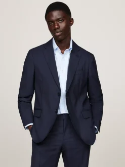 Garnitury I Kostiumy*Tommy Hilfiger Wąski Dwuczęściowy Garnitur Z Włoskiej Wełny BLUE
