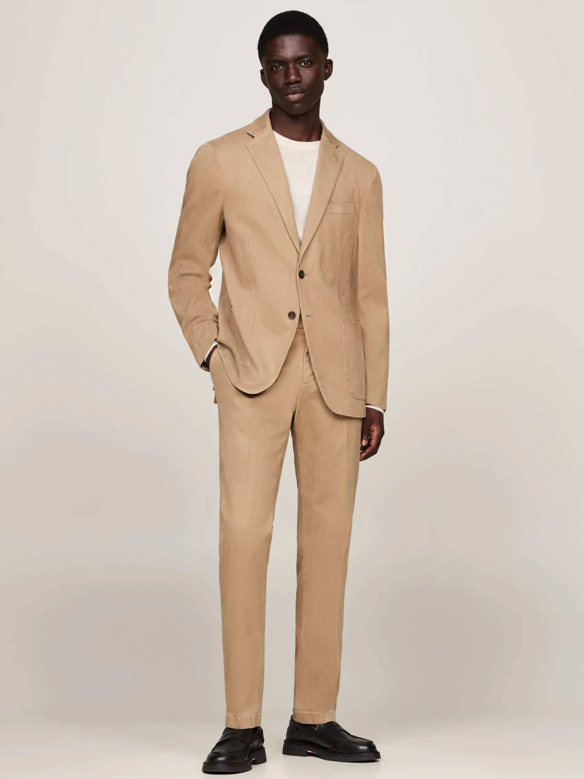 Garnitury I Kostiumy*Tommy Hilfiger Wąski Dwuczęściowy Garnitur Z Efektem Sprania BEIGE