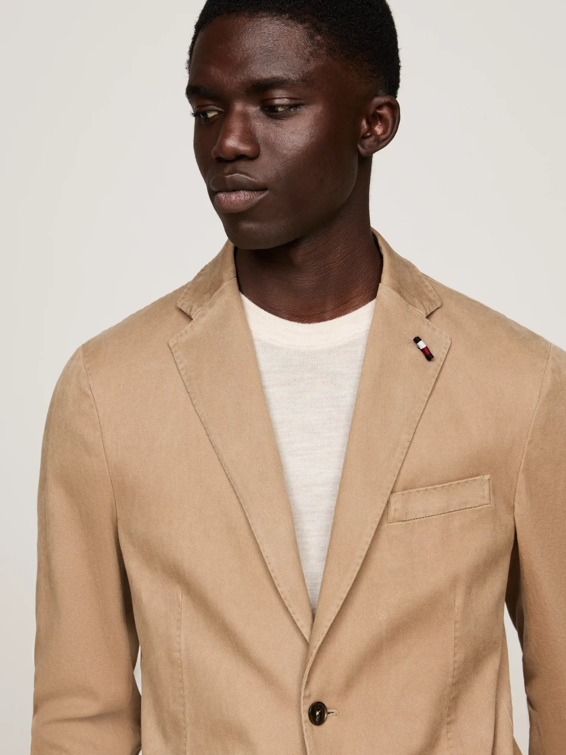 Garnitury I Kostiumy*Tommy Hilfiger Wąski Dwuczęściowy Garnitur Z Efektem Sprania BEIGE