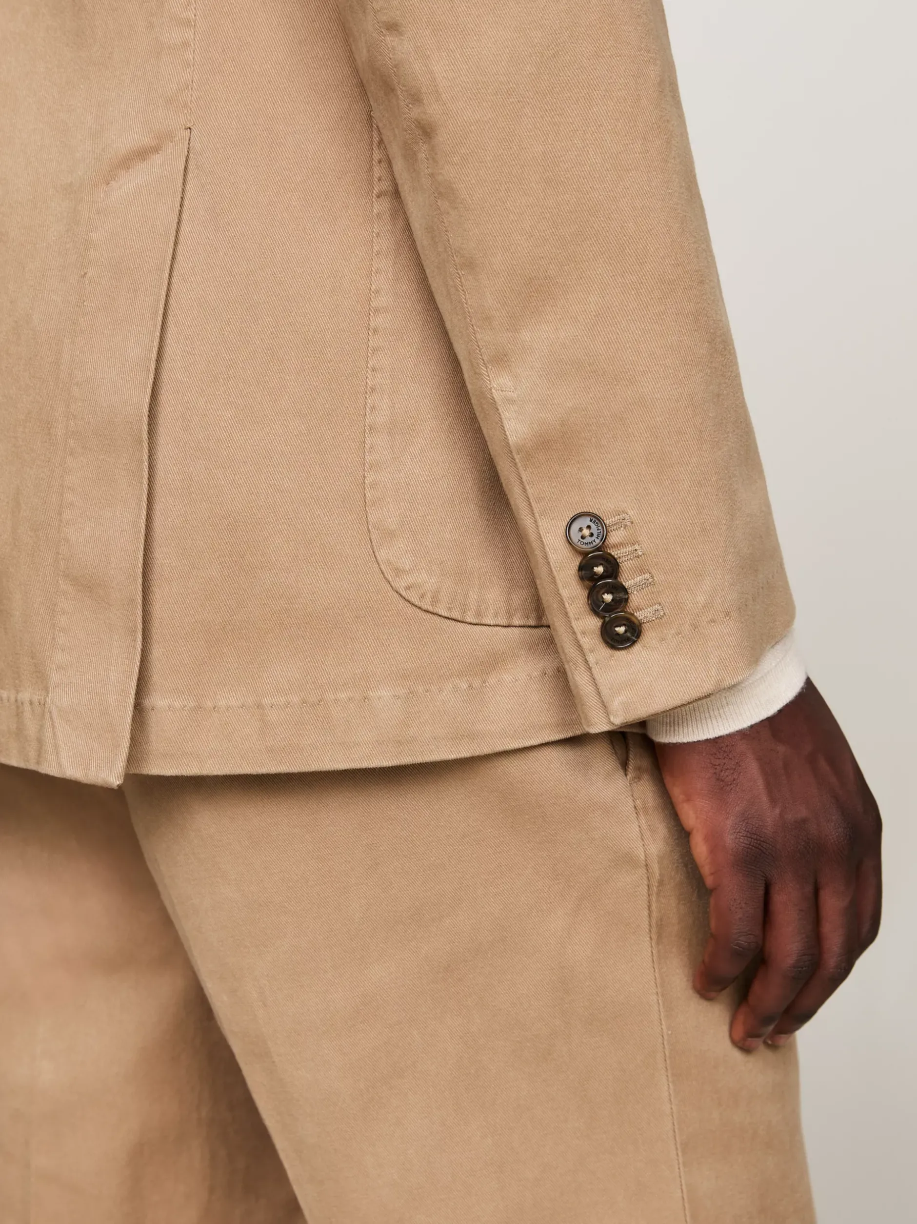 Garnitury I Kostiumy*Tommy Hilfiger Wąski Dwuczęściowy Garnitur Z Efektem Sprania BEIGE