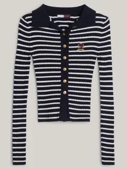 Swetry|Dzianina*Tommy Hilfiger Wąski Kardigan Polo Z Kaszmirem I Emblematem DESERT SKY