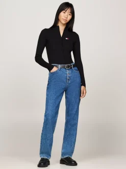 Swetry|Dzianina*Tommy Hilfiger Wąski Kardigan Z Naszywką Tommy BLACK