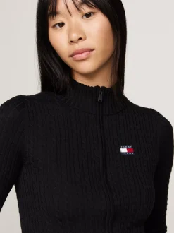 Swetry|Dzianina*Tommy Hilfiger Wąski Kardigan Z Naszywką Tommy BLACK
