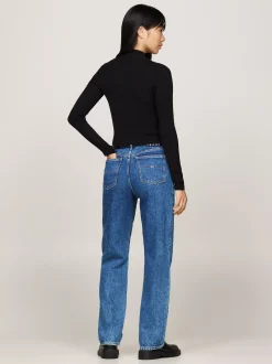 Swetry|Dzianina*Tommy Hilfiger Wąski Kardigan Z Naszywką Tommy BLACK