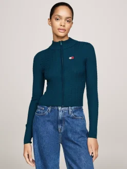 Swetry|Dzianina*Tommy Hilfiger Wąski Kardigan Z Naszywką Tommy DEEP SEAWATER