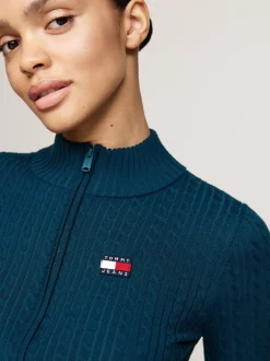 Swetry|Dzianina*Tommy Hilfiger Wąski Kardigan Z Naszywką Tommy DEEP SEAWATER