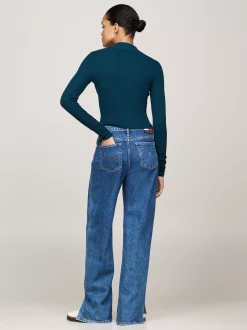 Swetry|Dzianina*Tommy Hilfiger Wąski Kardigan Z Naszywką Tommy DEEP SEAWATER