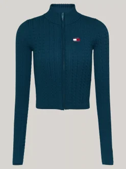 Swetry|Dzianina*Tommy Hilfiger Wąski Kardigan Z Naszywką Tommy DEEP SEAWATER