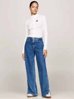 Swetry|Dzianina*Tommy Hilfiger Wąski Kardigan Z Naszywką Tommy ANCIENT WHITE