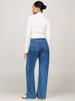 Swetry|Dzianina*Tommy Hilfiger Wąski Kardigan Z Naszywką Tommy ANCIENT WHITE