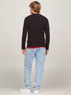 T-Shirty*Tommy Hilfiger Wąski Longsleeve TOMMY BLACK
