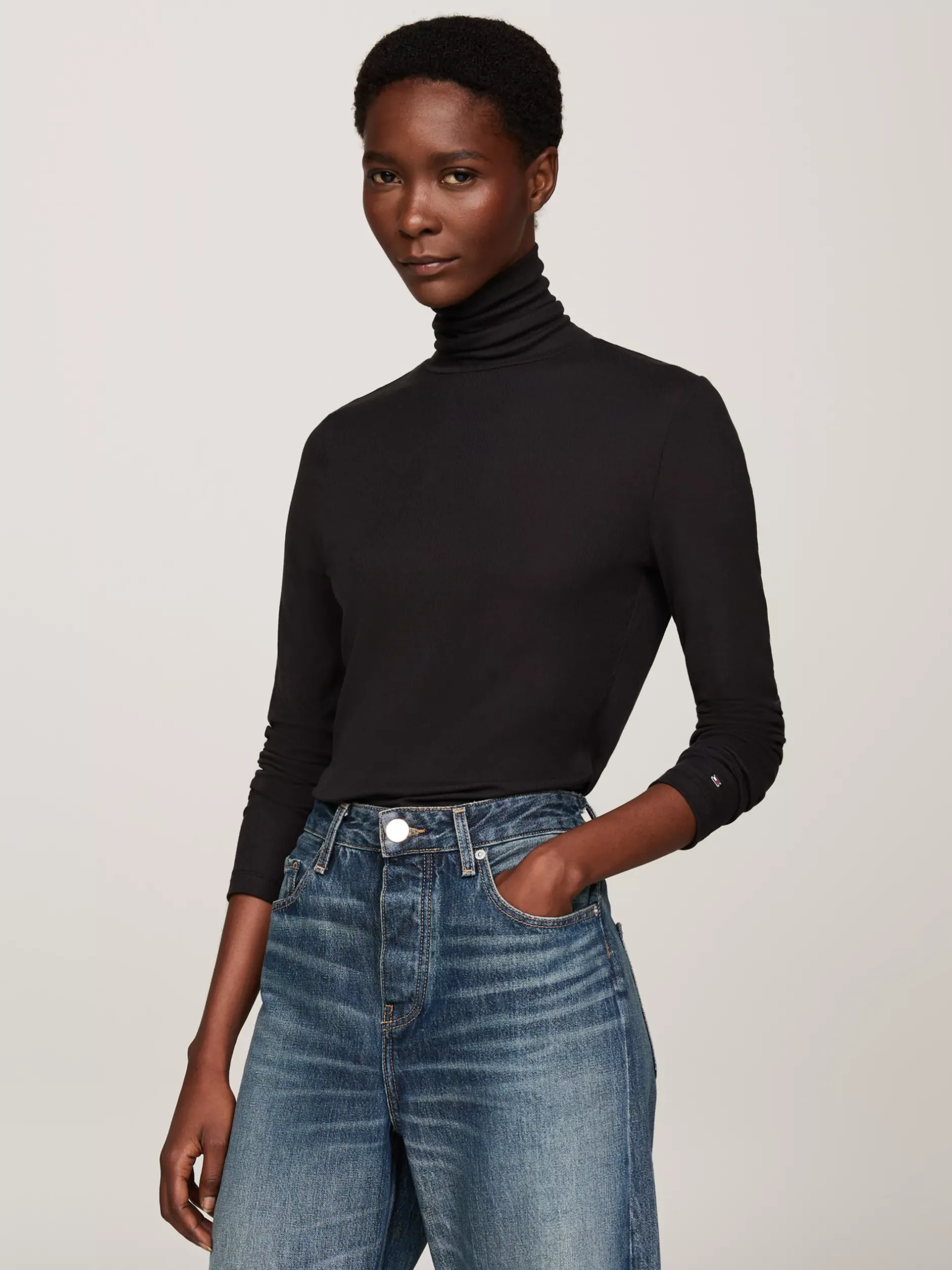 T-Shirty*Tommy Hilfiger Wąski Longsleeve Z Golfem BLACK