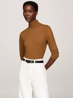 T-Shirty*Tommy Hilfiger Wąski Longsleeve Z Golfem HIGHLAND KHAKI