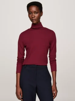 T-Shirty*Tommy Hilfiger Wąski Longsleeve Z Golfem DEEP ROUGE