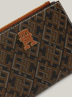Portfele & Breloczki Do Kluczy*Tommy Hilfiger Wąski Składany Na Pół Portfel TH Monoplay BLACK / TAN MIX