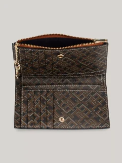 Portfele & Breloczki Do Kluczy*Tommy Hilfiger Wąski Składany Na Pół Portfel TH Monoplay BLACK / TAN MIX