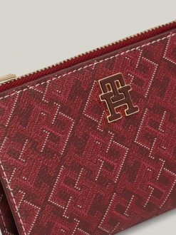 Portfele & Breloczki Do Kluczy*Tommy Hilfiger Wąski Składany Na Pół Portfel TH Monoplay ROUGE