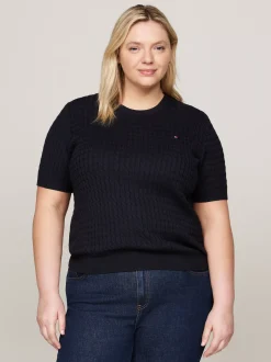 Swetry Z Okrągłym Dekoltem|Swetry*Tommy Hilfiger Wąski Sweter Z Kolekcji Curve DESERT SKY