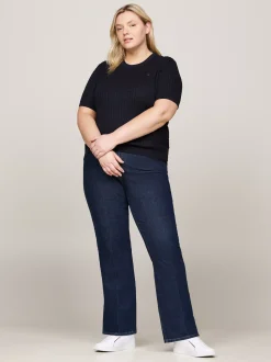 Swetry Z Okrągłym Dekoltem|Swetry*Tommy Hilfiger Wąski Sweter Z Kolekcji Curve DESERT SKY