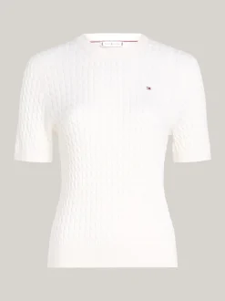 Swetry Z Okrągłym Dekoltem|Swetry*Tommy Hilfiger Wąski Sweter Z Kolekcji Curve IVORY PETAL
