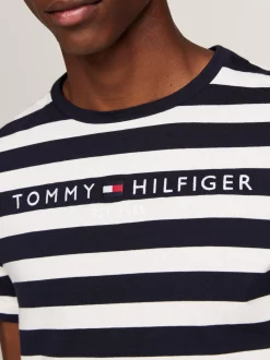 T-Shirty*Tommy Hilfiger Wąski T-shirt W Paski DESERT SKY/IVORY PETAL