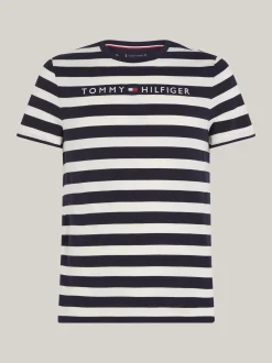 T-Shirty*Tommy Hilfiger Wąski T-shirt W Paski DESERT SKY/IVORY PETAL