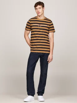T-Shirty*Tommy Hilfiger Wąski T-shirt W Paski COUNTRY BROWN/DESERT SKY