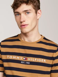 T-Shirty*Tommy Hilfiger Wąski T-shirt W Paski COUNTRY BROWN/DESERT SKY