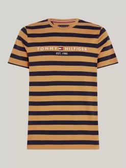 T-Shirty*Tommy Hilfiger Wąski T-shirt W Paski COUNTRY BROWN/DESERT SKY