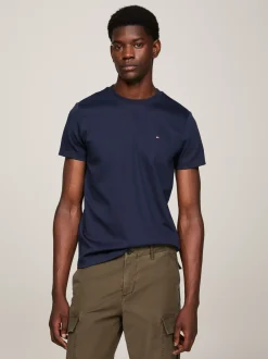 T-Shirty*Tommy Hilfiger Wąski T-shirt Z Bawełny Interlock Z Flagą DESERT SKY
