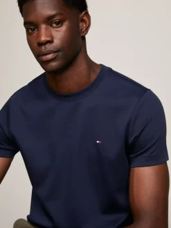 T-Shirty*Tommy Hilfiger Wąski T-shirt Z Bawełny Interlock Z Flagą DESERT SKY