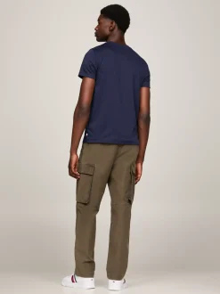 T-Shirty*Tommy Hilfiger Wąski T-shirt Z Bawełny Interlock Z Flagą DESERT SKY