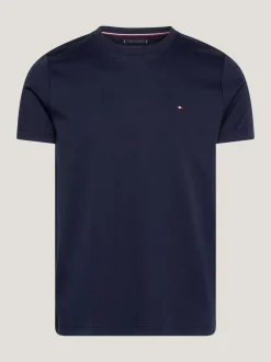 T-Shirty*Tommy Hilfiger Wąski T-shirt Z Bawełny Interlock Z Flagą DESERT SKY