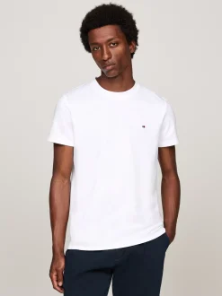 T-Shirty*Tommy Hilfiger Wąski T-shirt Z Bawełny Interlock Z Flagą WHITE