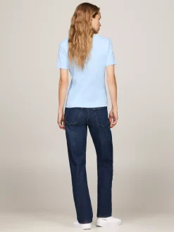 T-Shirty*Tommy Hilfiger Wąski T-shirt Z Dekoltem W Szpic VESSEL BLUE