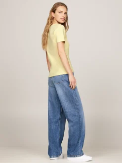 T-Shirty*Tommy Hilfiger Wąski T-shirt Z Dekoltem W Szpic LEMON ZEST