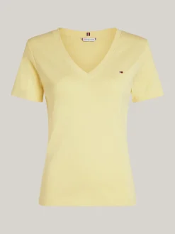 T-Shirty*Tommy Hilfiger Wąski T-shirt Z Dekoltem W Szpic LEMON ZEST