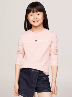 Topy I T-Shirty*Tommy Hilfiger Wąski T-shirt Z Długim Rękawem I Logo SOFT ROSE
