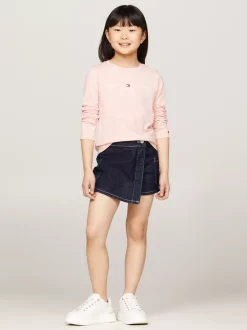 Topy I T-Shirty*Tommy Hilfiger Wąski T-shirt Z Długim Rękawem I Logo SOFT ROSE